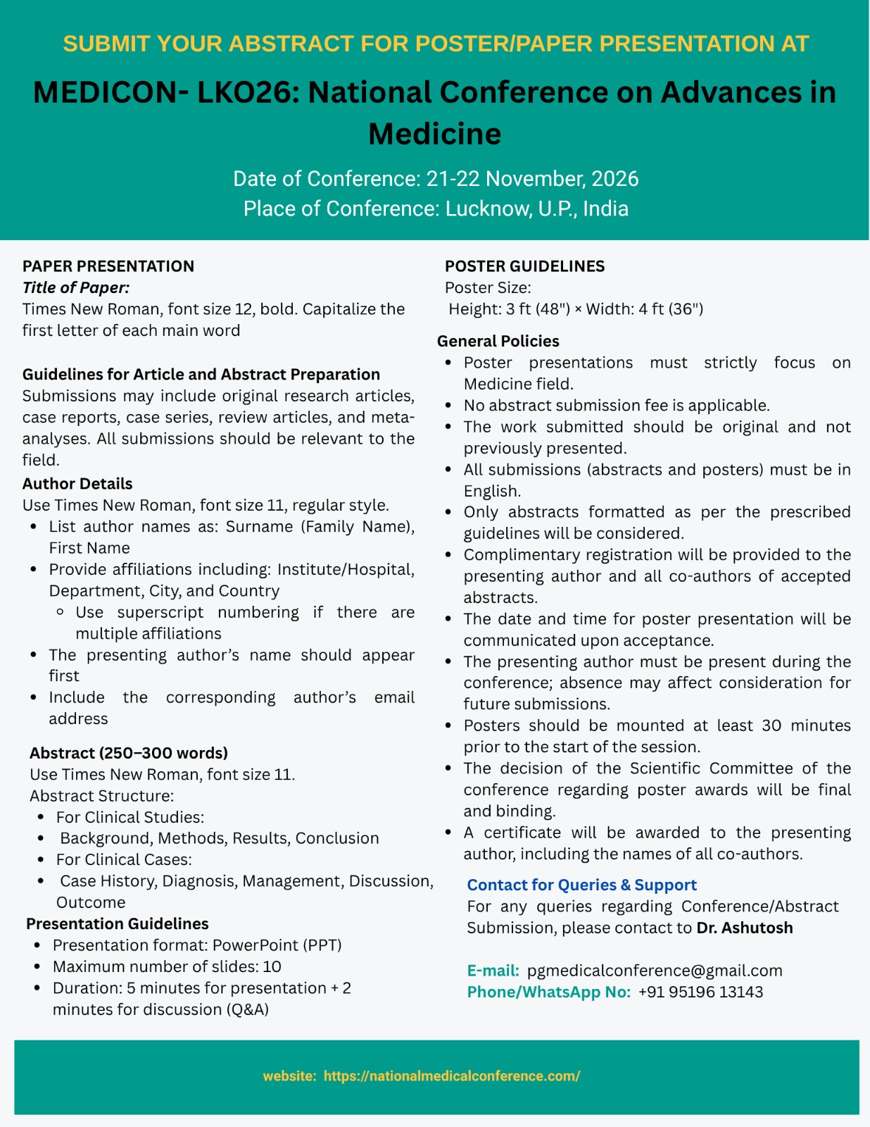 Snapshot for Abstract for poster and paper presentation